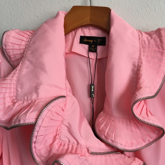 Pink Ruffle Zip Rain Jacket - Picture 4 of 7